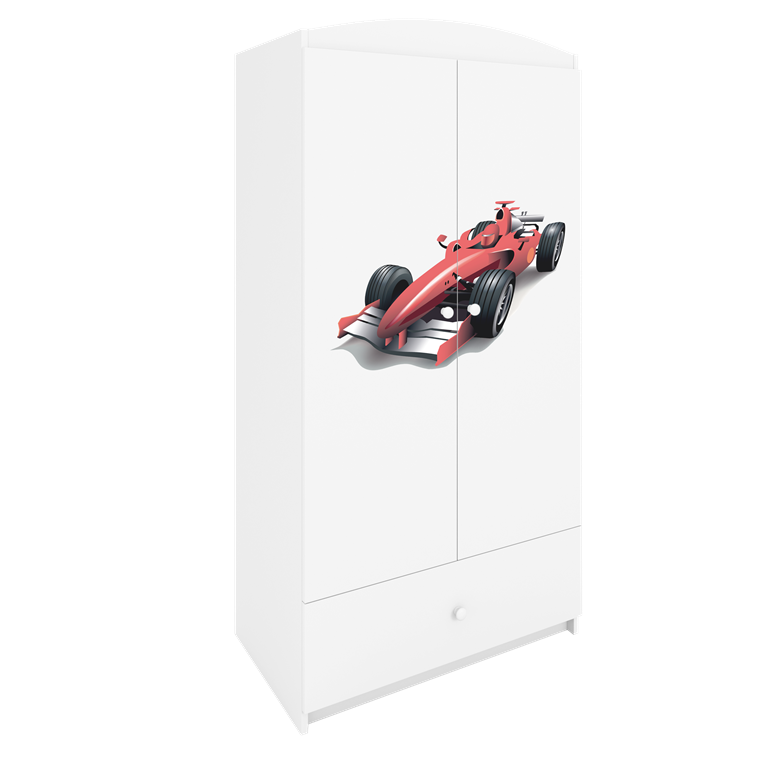 Armoire enfant avec dessin, 2 portes et tiroir - Formule 1 - vue 2
