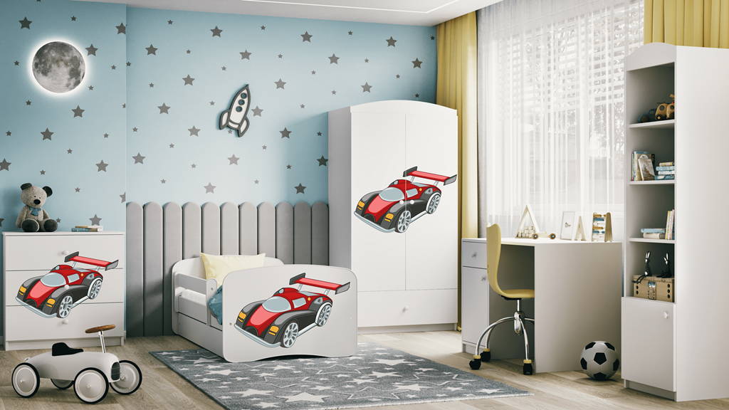 Lit enfant avec dessin et coloris au choix - Voiture de course - vue 6