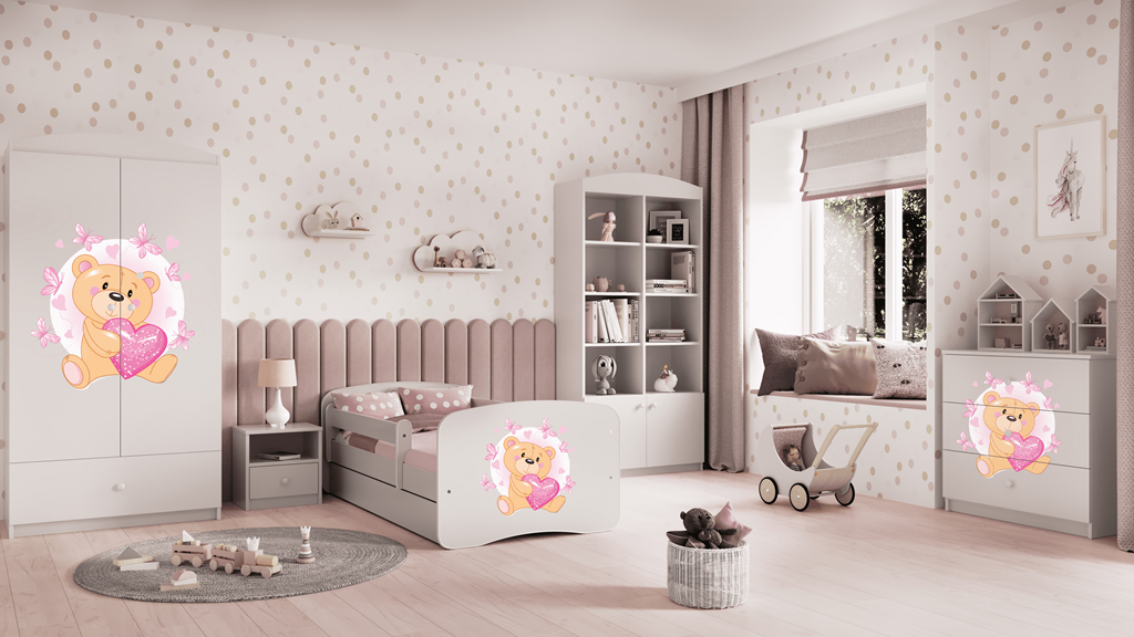 Lit enfant avec dessin et coloris au choix - Ourson et papillons - vue 7