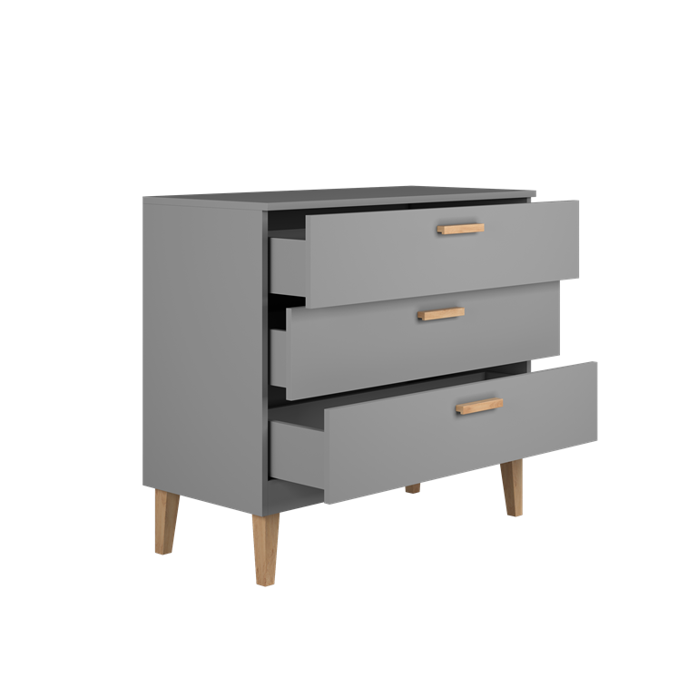 Commode enfant 3 tiroirs sur pieds en bois - vue 4