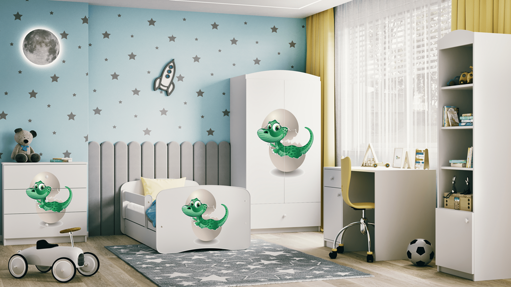 Armoire enfant avec dessin, 2 portes et tiroir - Petit dinosaure - vue 6
