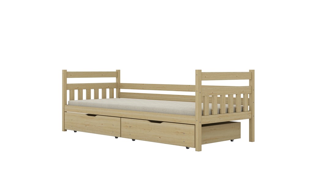 Lit enfant en pin à lattes, rangements ou couchage en option - vue 7