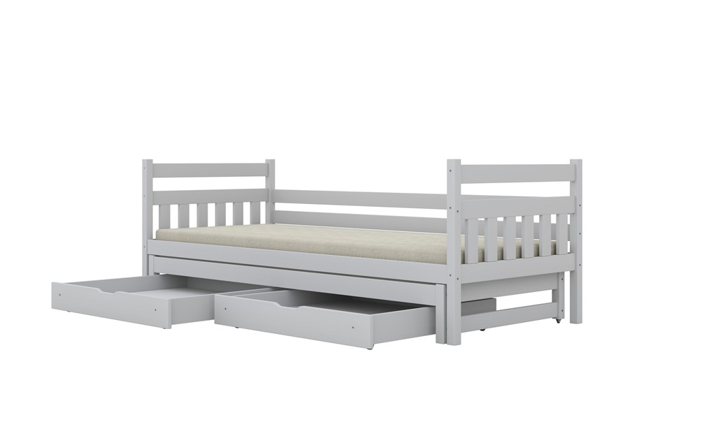 Lit enfant en pin à lattes, rangements ou couchage en option - vue 5