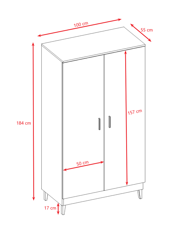 Armoire enfant 2 portes sur pieds en bois - vue 8