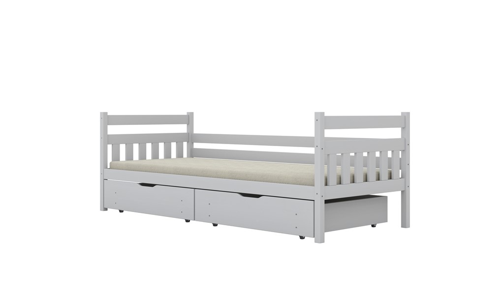 Lit enfant en pin à lattes, rangements ou couchage en option - vue 7