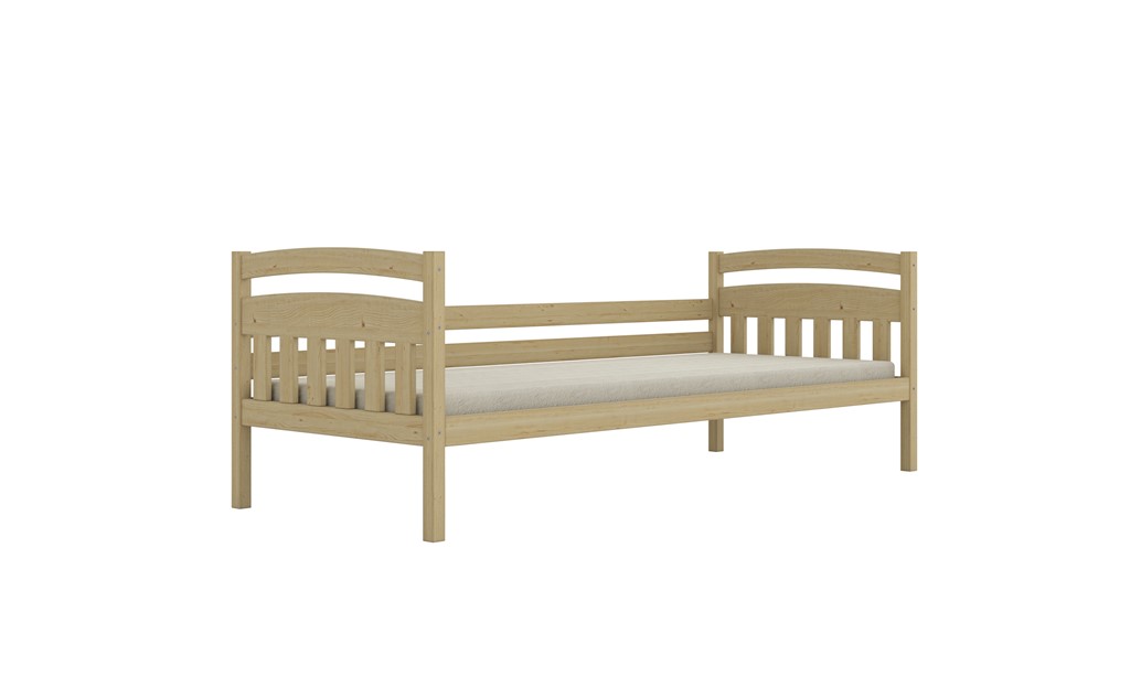 Lit enfant en pin à tête arrondie, couchage en option - vue 1