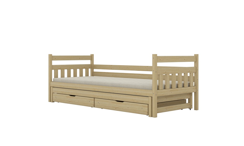 Lit enfant en pin à lattes, rangements ou couchage en option - vue 6