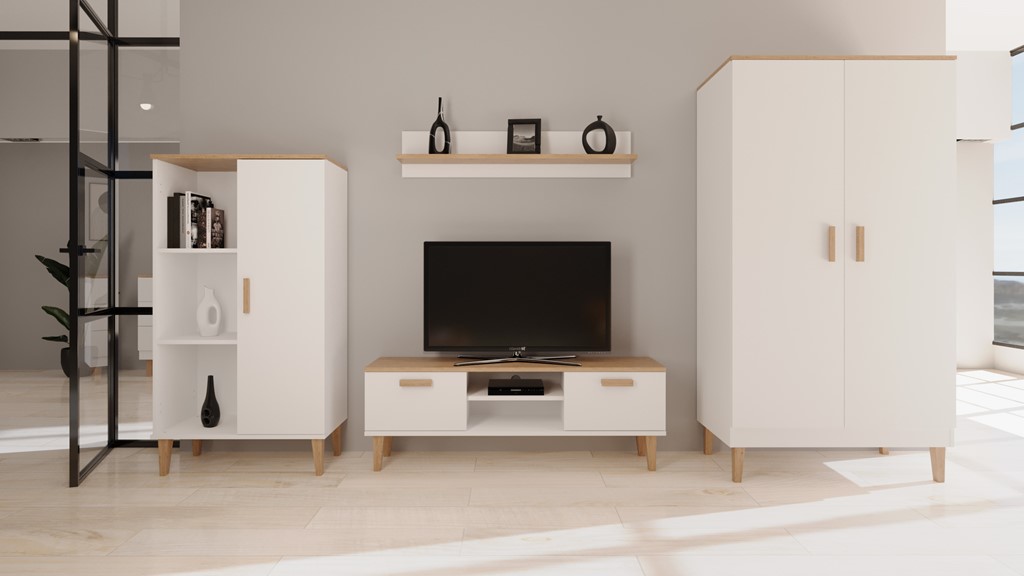 Meuble TV 120 ou 160 cm bicolore - vue 7