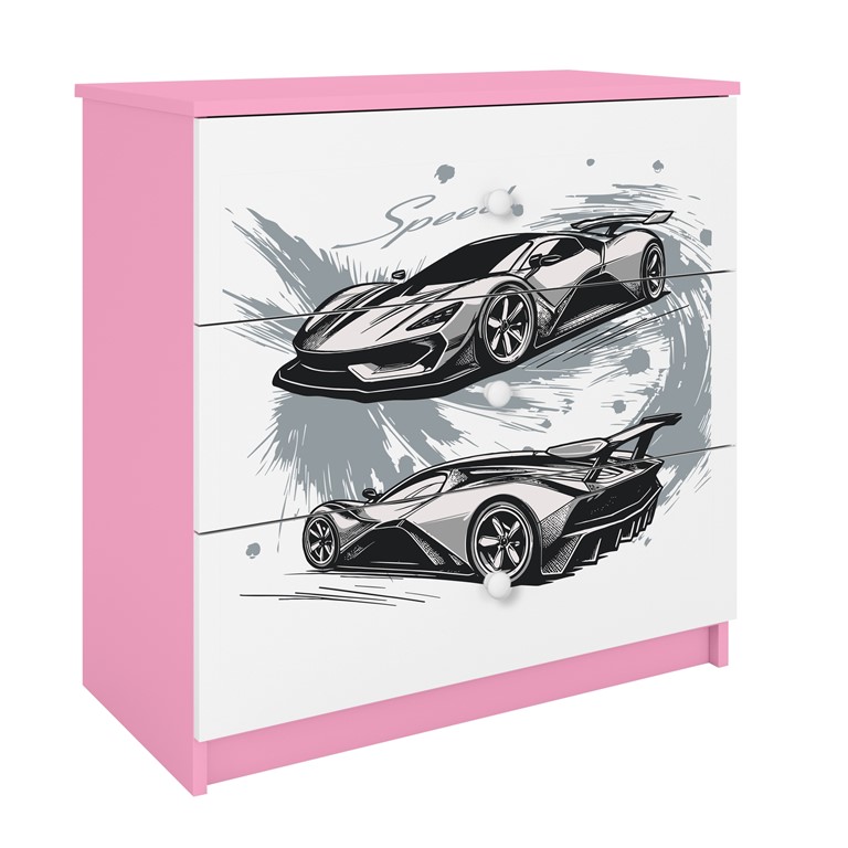 Commode enfant 3 tiroirs avec dessin au choix - Voiture de sport - vue 3
