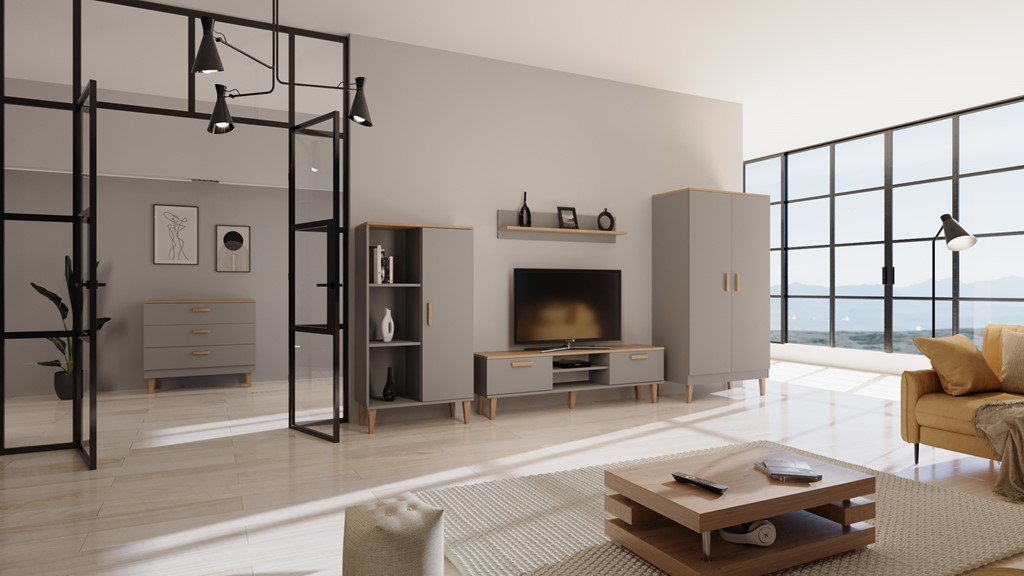 Armoire avec portes bicolore, largeur 100 cm - vue 8