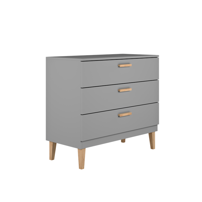 Commode enfant 3 tiroirs sur pieds en bois - vue 3