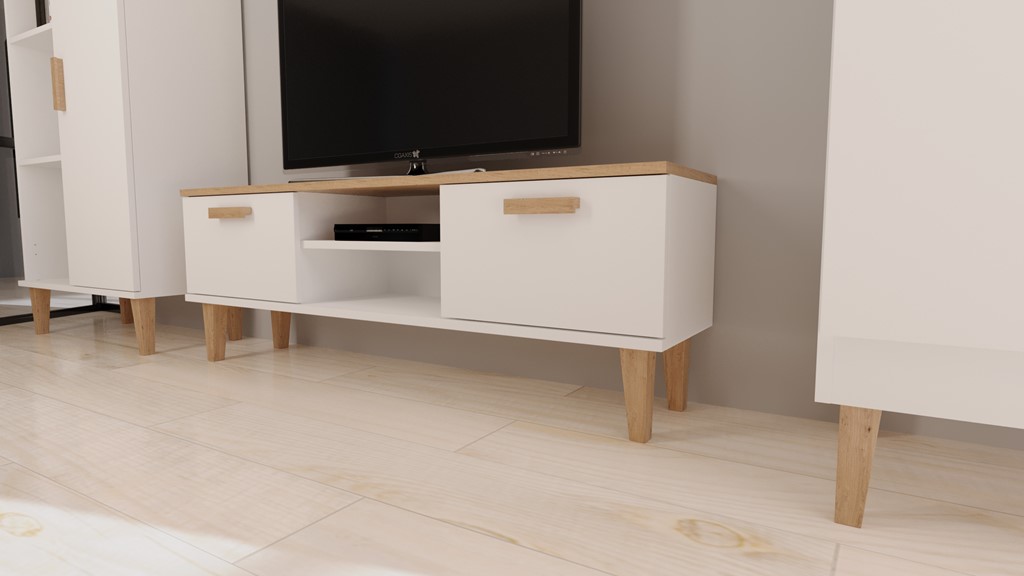 Meuble TV 120 ou 160 cm bicolore - vue 6