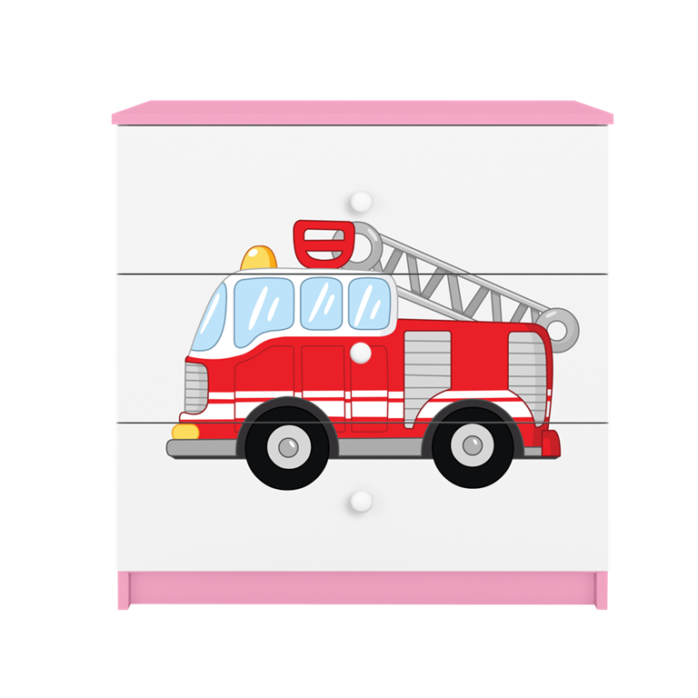 Commode enfant 3 tiroirs avec dessin au choix - Camion pompier - vue 3