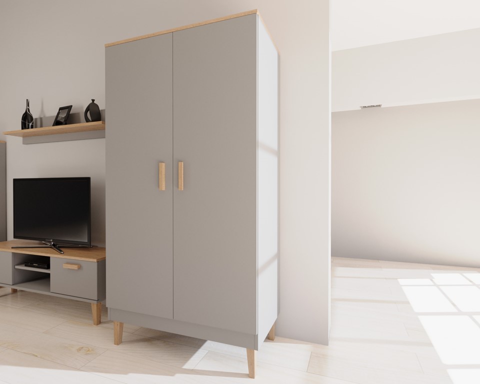 Armoire avec portes bicolore, largeur 100 cm - vue 6