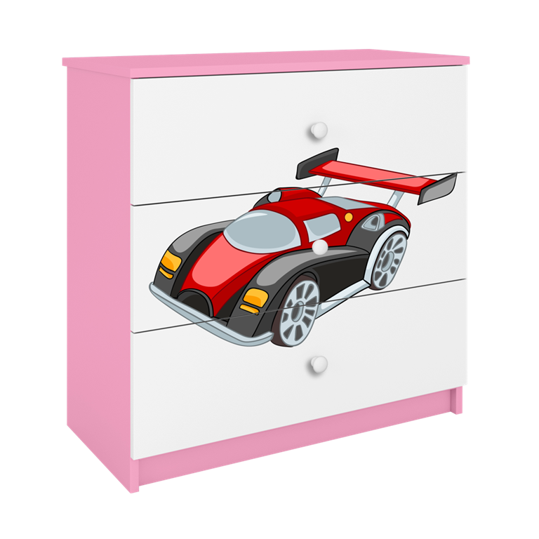 Commode enfant 3 tiroirs avec dessin au choix - Voiture de course - vue 3