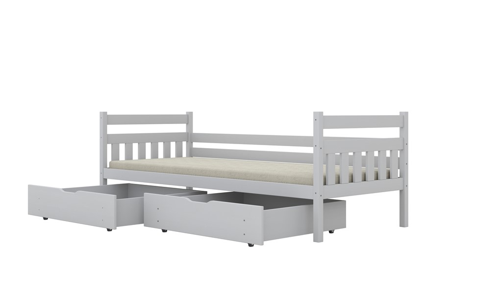 Lit enfant en pin à lattes, rangements ou couchage en option - vue 4