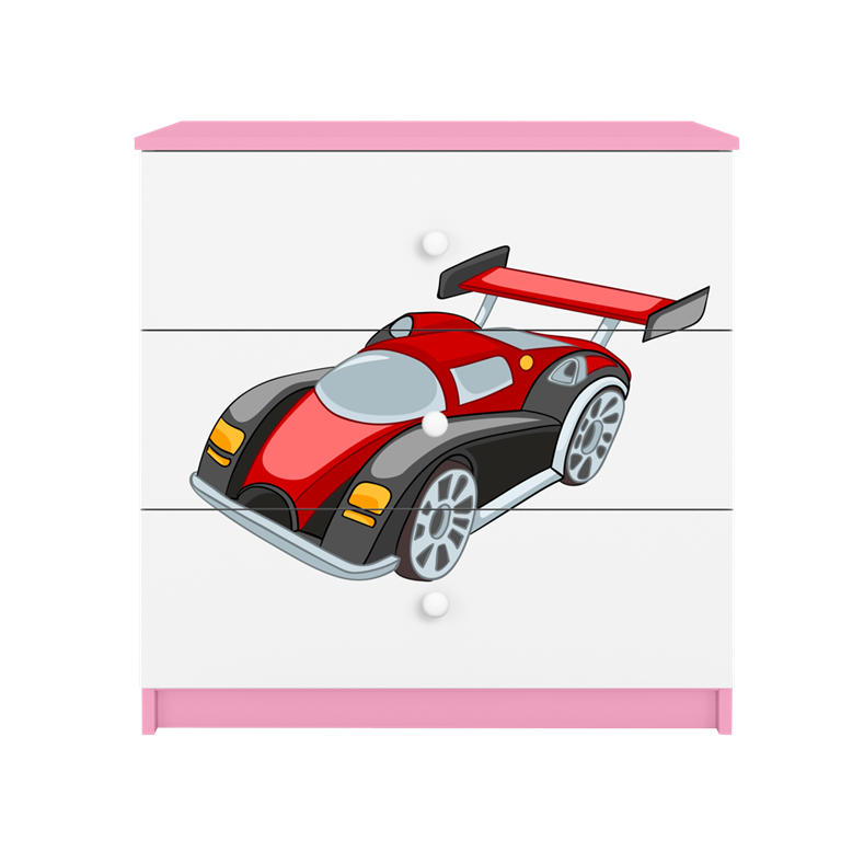 Commode enfant 3 tiroirs avec dessin au choix - Voiture de course - vue 2