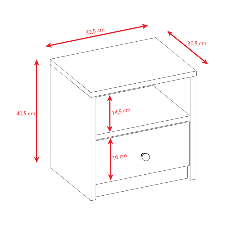Table de chevet enfant avec tiroir et niche - vue 6