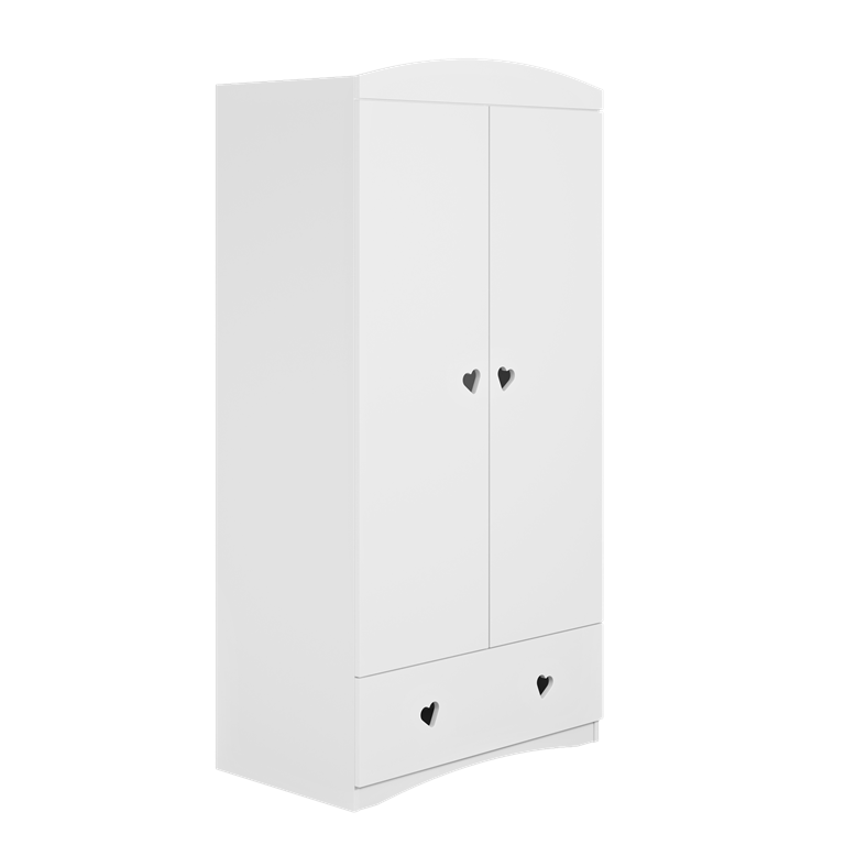 Armoire enfant 2 portes à cœurs et tiroir - vue 1