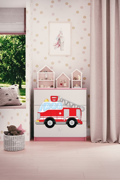 Commode enfant 3 tiroirs avec dessin au choix - Camion pompier - vue 5