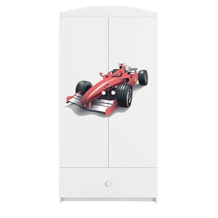 Armoire enfant avec dessin, 2 portes et tiroir - Formule 1 - vue 3