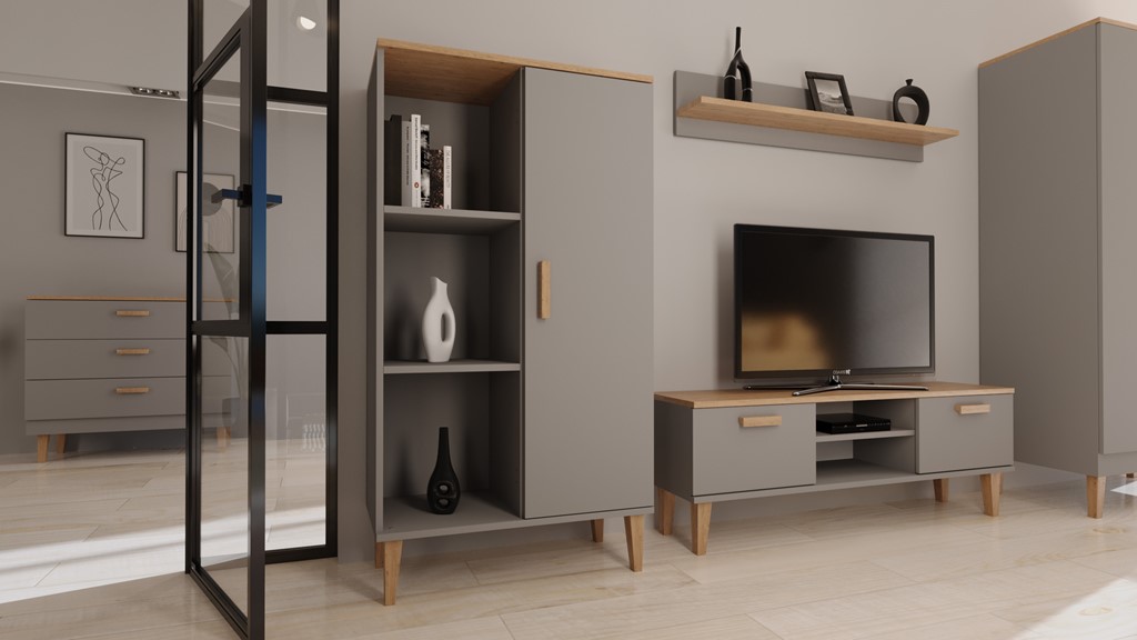 Meuble TV 120 ou 160 cm bicolore - vue 7