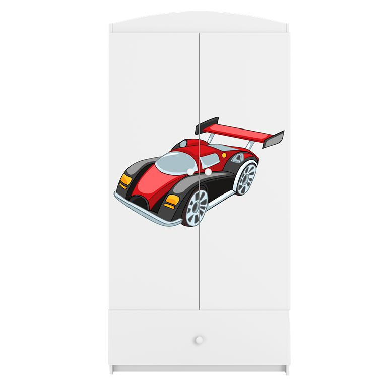 Armoire enfant avec dessin, 2 portes et tiroir - Voiture de course - vue 3
