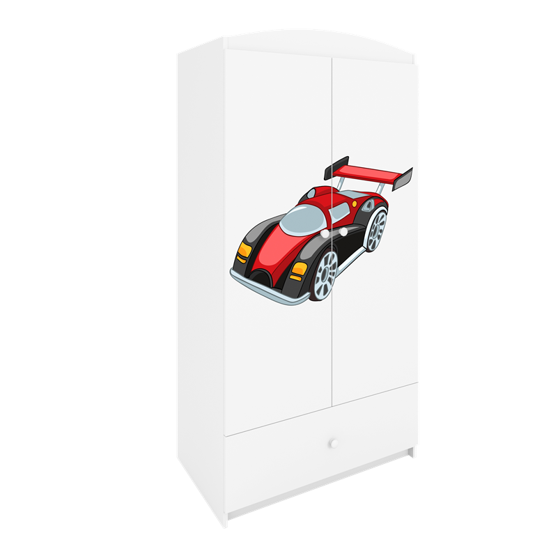Armoire enfant avec dessin, 2 portes et tiroir - Voiture de course - vue 5