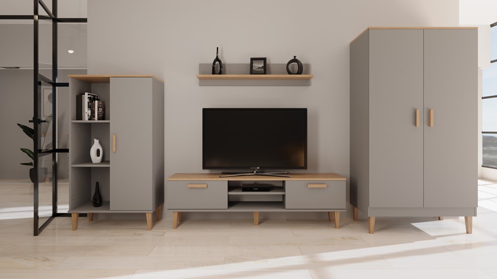 Armoire avec portes bicolore, largeur 100 cm - vue 7