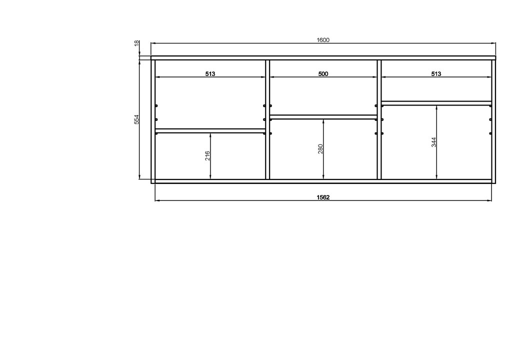 Commode à tiroirs, largeur 160 cm - vue 8