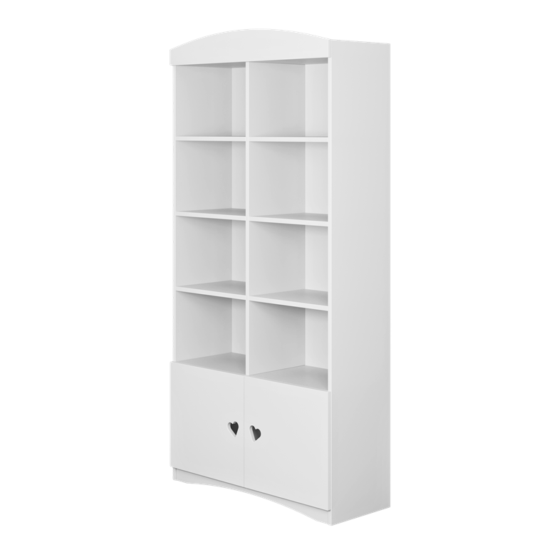 Bibliothèque enfant 2 portes à cœurs - vue 1