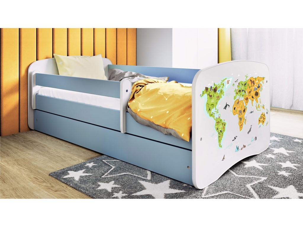Lit enfant avec dessin et coloris au choix - Carte du monde - vue 4