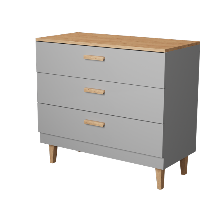 Commode à tiroirs bicolore, largeur 100 cm - vue 1