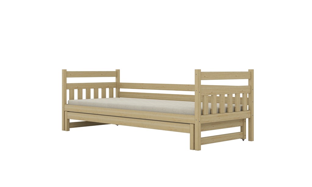 Lit enfant en pin à lattes, rangements ou couchage en option - vue 8