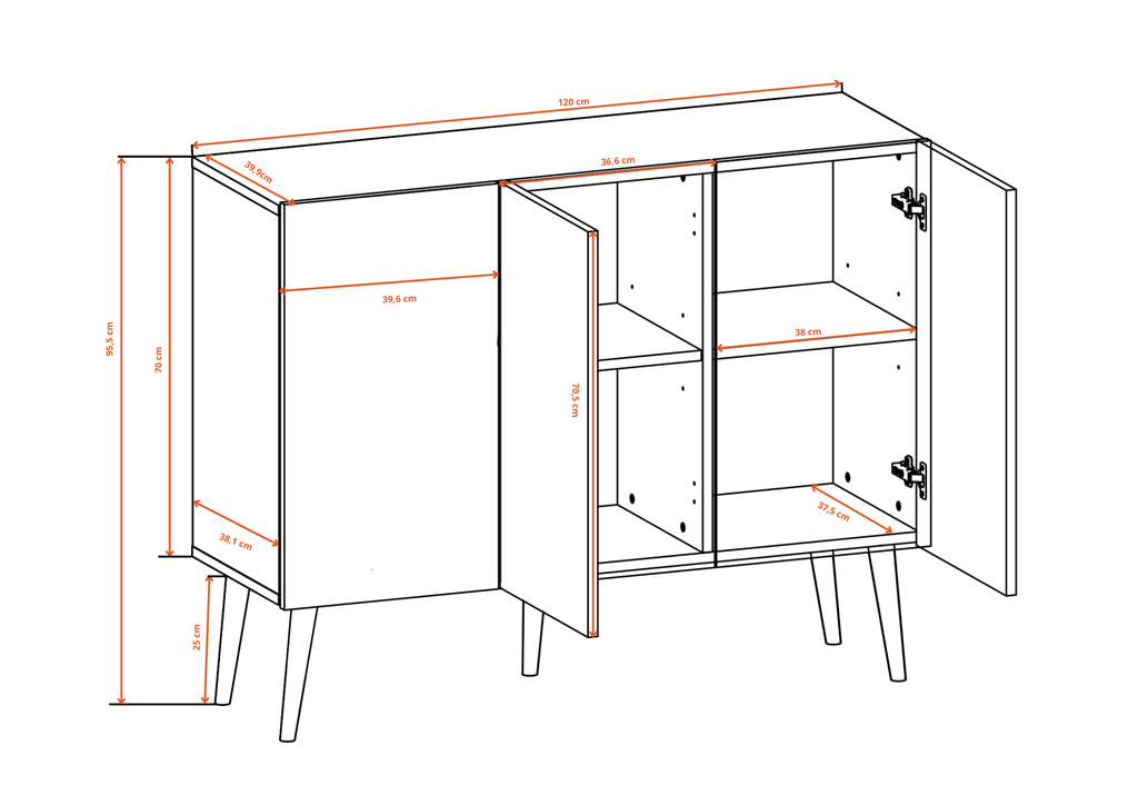 Commode à tiroirs, largeur 120 cm - vue 8