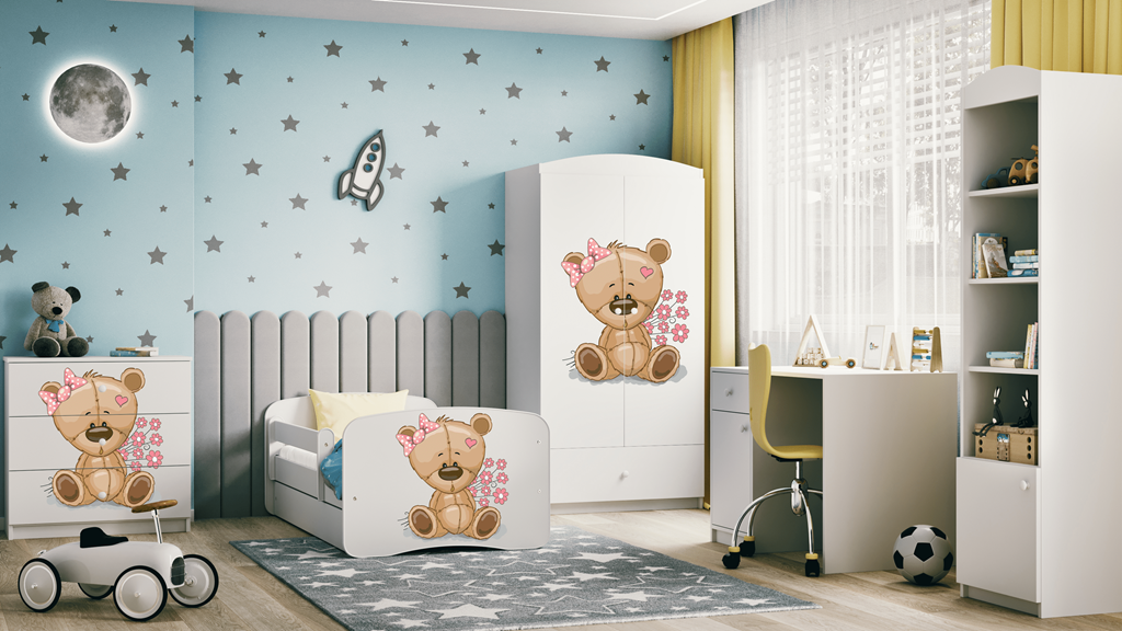 Lit enfant avec dessin et coloris au choix - Ourson et fleurs - vue 9