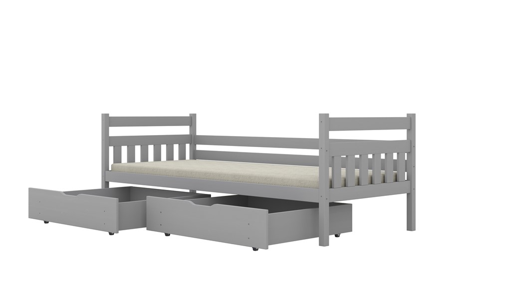 Lit enfant en pin à lattes, rangements ou couchage en option - vue 5