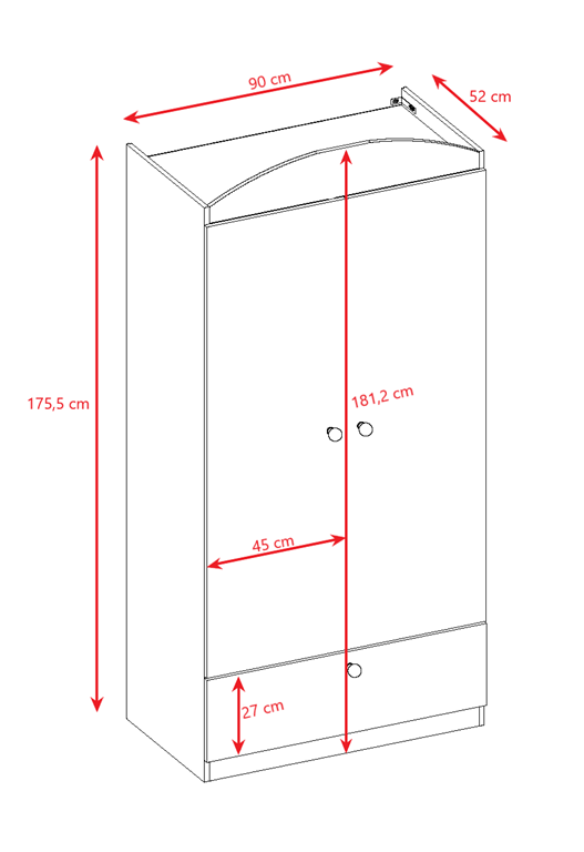 Armoire enfant avec dessin, 2 portes et tiroir - Camion pompier - vue 7