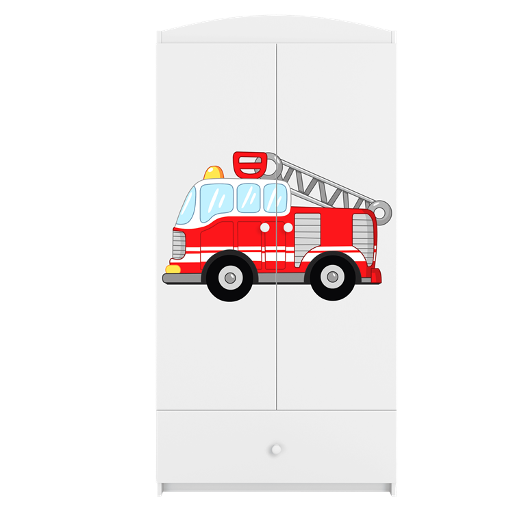 Armoire enfant avec dessin, 2 portes et tiroir - Camion pompier - vue 2