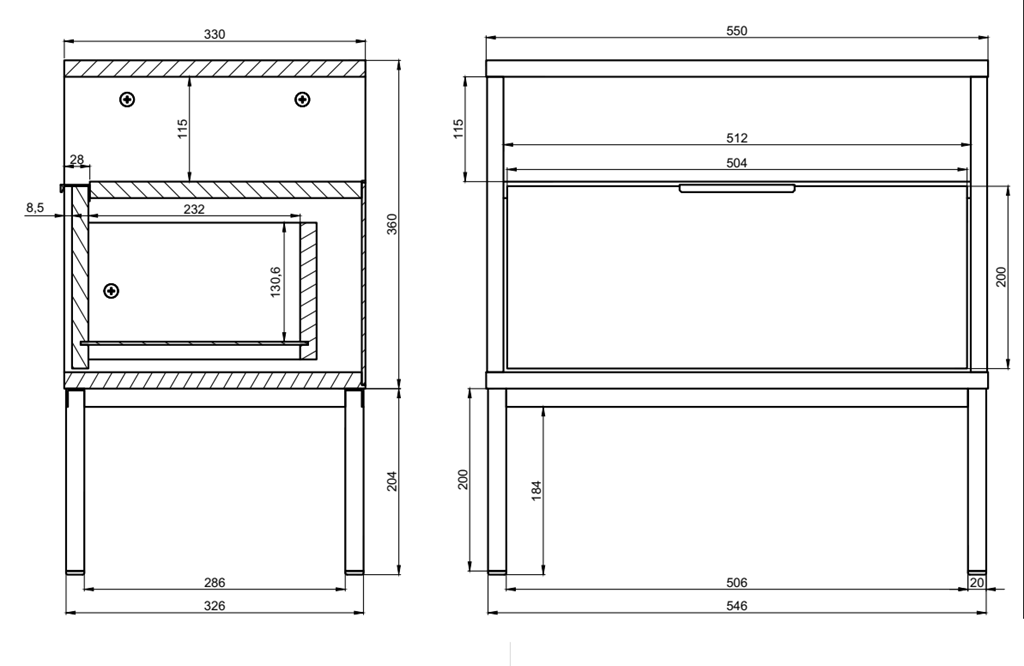Table de chevet avec rangement - vue 7