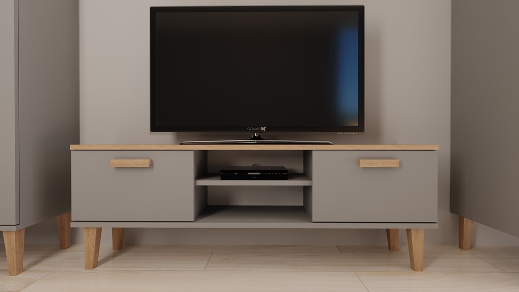 Meuble TV 120 ou 160 cm bicolore - vue 4
