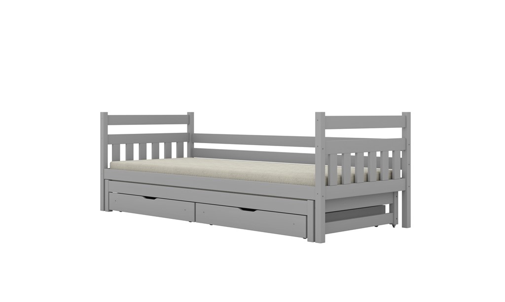 Lit enfant en pin à lattes, rangements ou couchage en option - vue 7