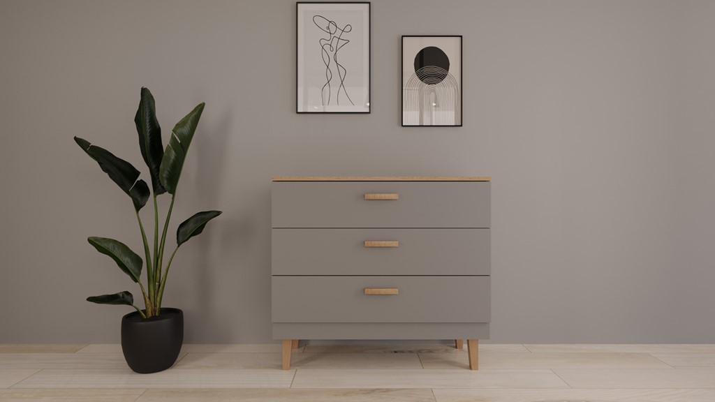 Commode à tiroirs bicolore, largeur 100 cm - vue 5
