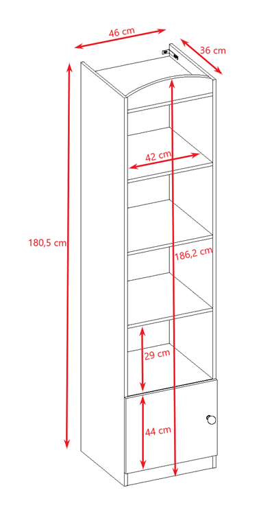 Bibliothèque enfant 1 porte, largeur 46 cm - vue 7