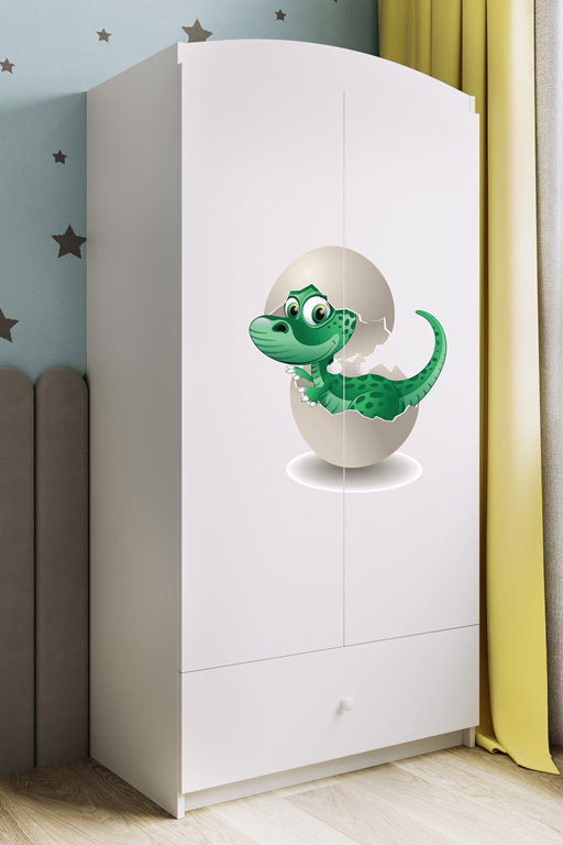 Armoire enfant avec dessin, 2 portes et tiroir - Petit dinosaure - vue 4