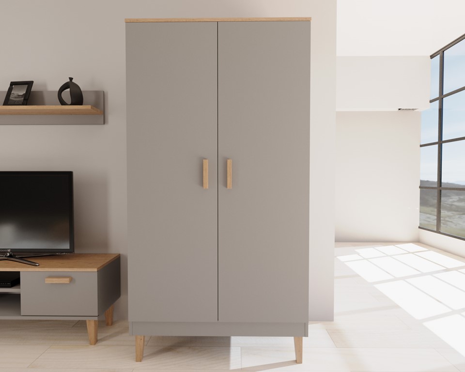 Armoire avec portes bicolore, largeur 100 cm - vue 5