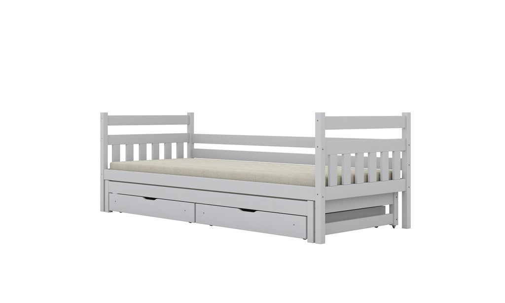 Lit enfant en pin à lattes, rangements ou couchage en option - vue 6