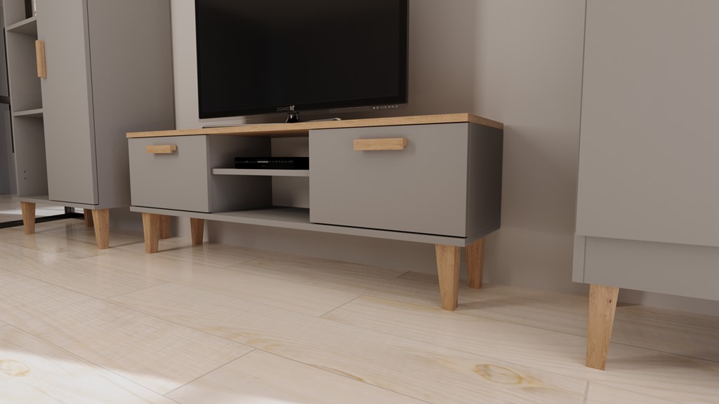Meuble TV 120 ou 160 cm bicolore - vue 5