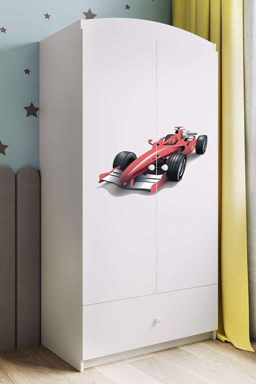 Armoire enfant avec dessin, 2 portes et tiroir - Formule 1 - vue 4