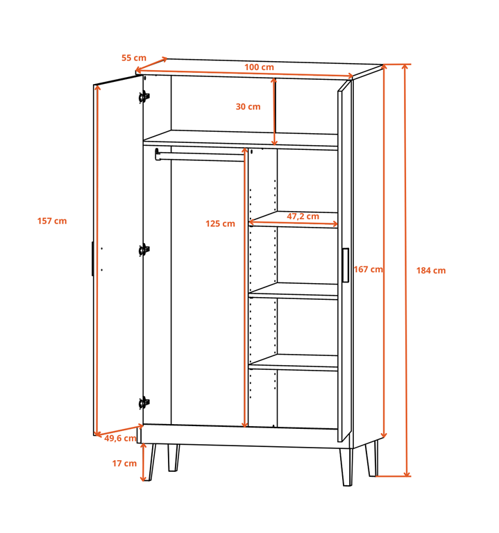 Armoire avec portes bicolore, largeur 100 cm - vue 9
